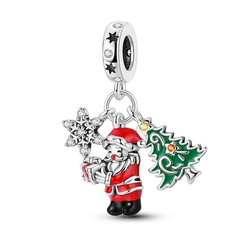 Christmas Tree Snowflake & Santa Silver