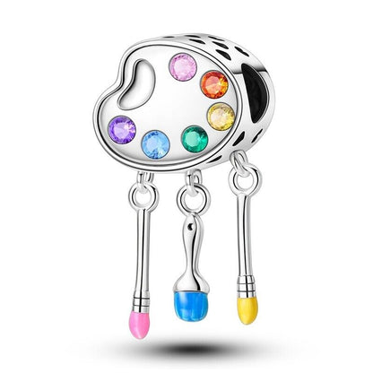 Colourful Paint Palette & Dangle Brushes Charm