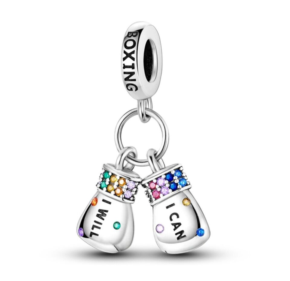 Colourful Zirconia Boxing Gloves Dangle Charm