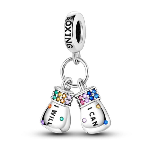 Colourful Zirconia Boxing Gloves Dangle Charm