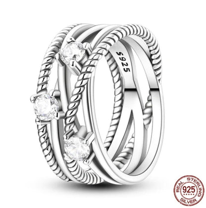 Crossover Ring With Cubic Zirconia