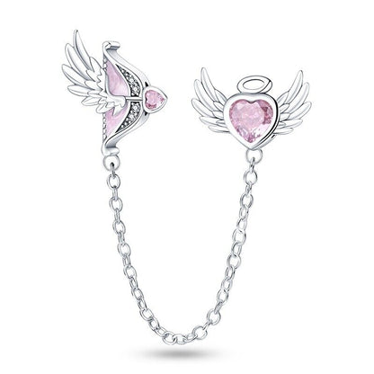 Cupid's Arrow & Pink Heart Safety Chain