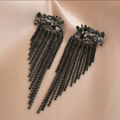 Full Rhinestone Tassel Earrings