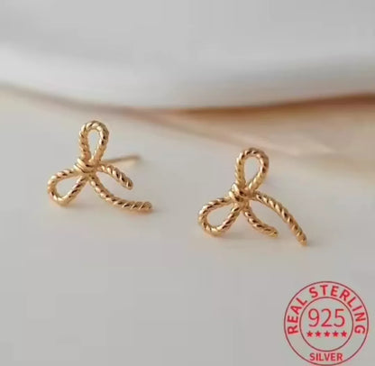 Gold Plated Bow Stud Earrings