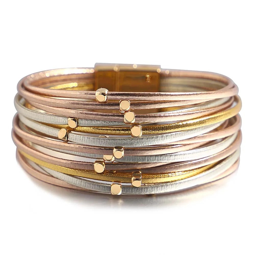 The ALLYES Charm Triple Color Leather Bracelet