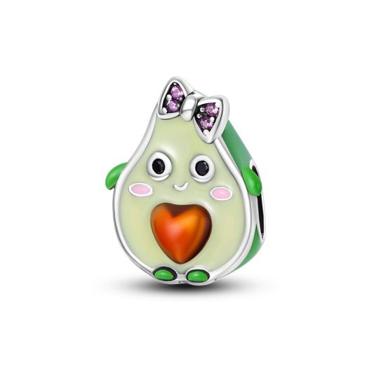 Green Avocado Heart Charm