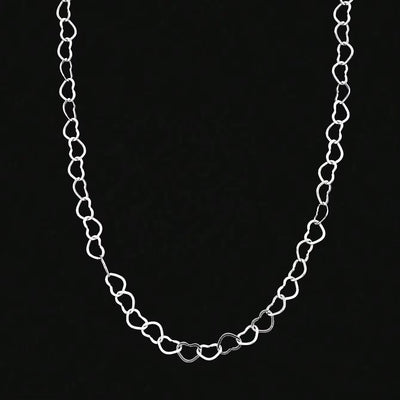 Heart link chain necklace 925 sterling silver minimal delicate love jewelry