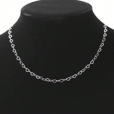 Heart link chain necklace 925 sterling silver minimal delicate love jewelry