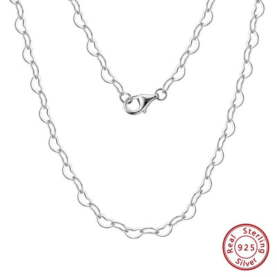 Heart link chain necklace 925 sterling silver minimal delicate love jewelry