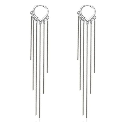 Hoop Long Multi Chain Drop Earrings Dangle