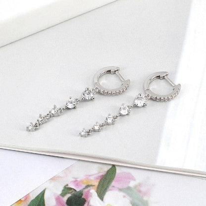 Hoop Long Zirconia Drop Earrings Dangle