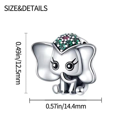 Lucky Elephant With Green Zirconia Charm