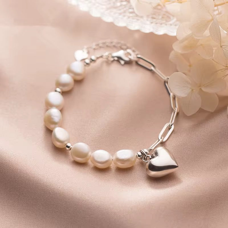 Baroque Pearl Sterling Silver Chain Bracelet