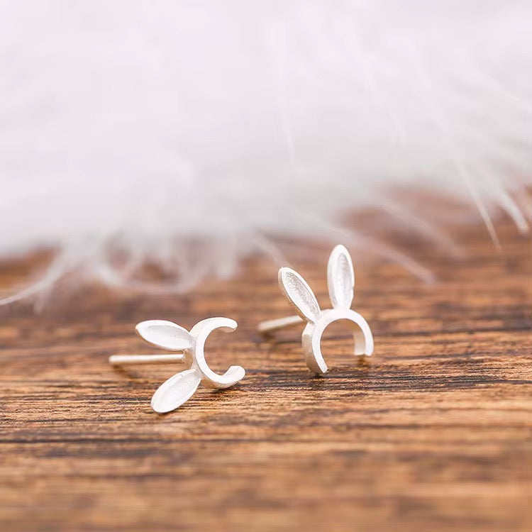 Bunny Moon Silver Stud Earrings