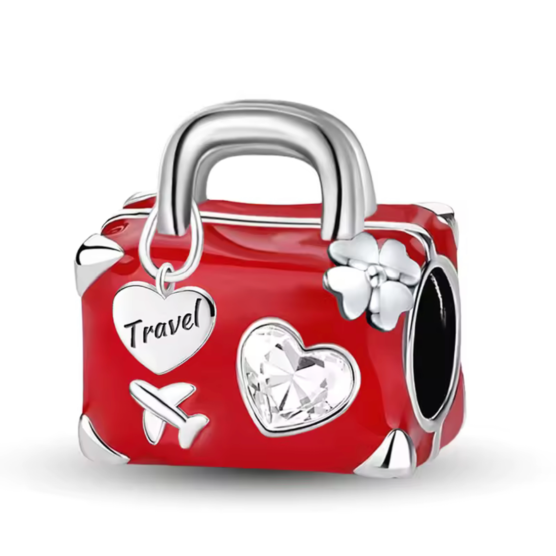 Red Suitcase Travel Bag Bead Charm