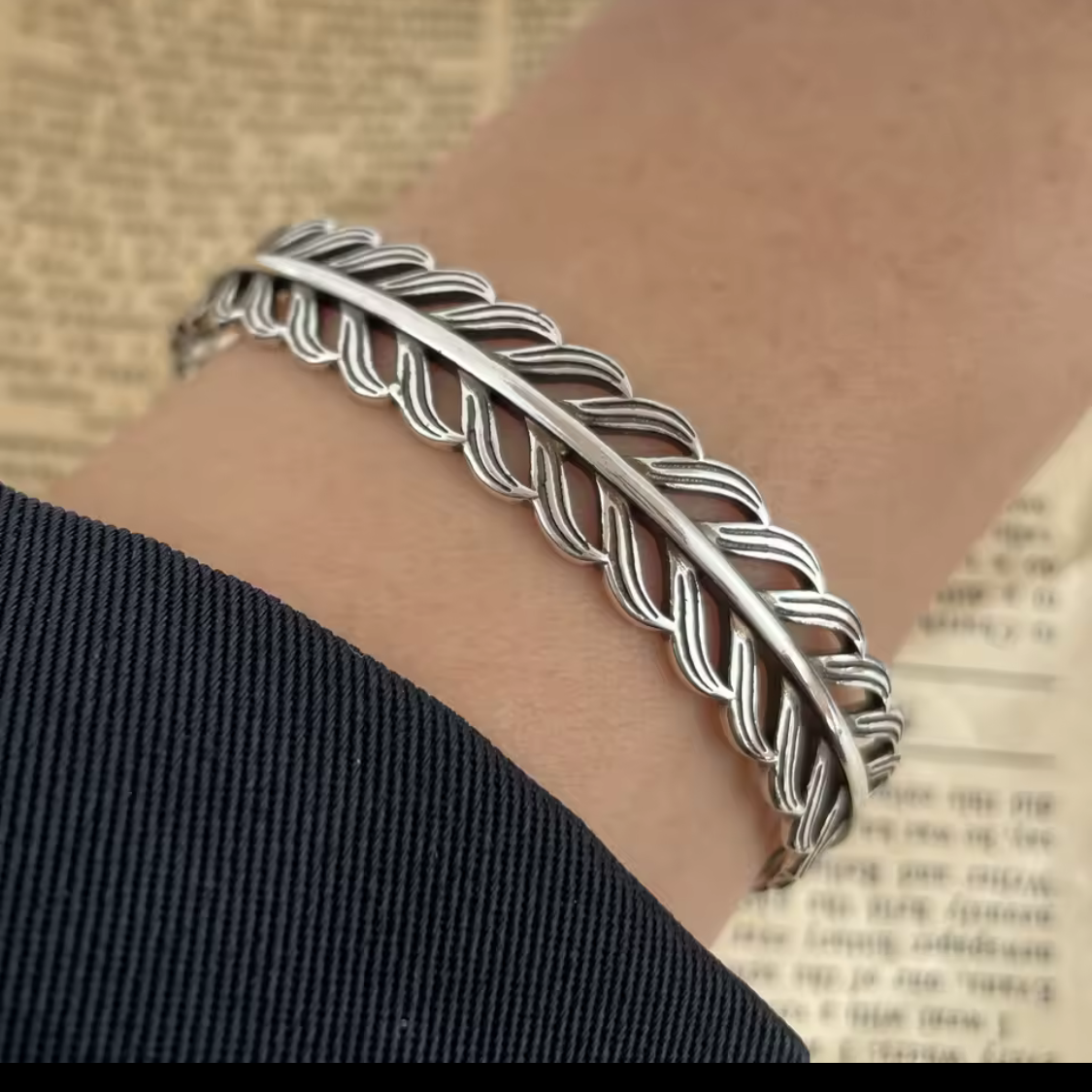 Sterling Silver Feather Cuff Bracelet
