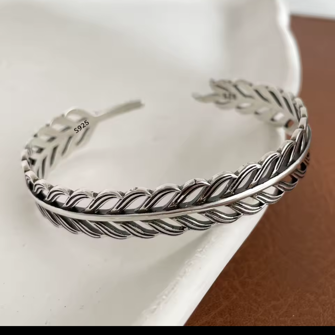 Sterling Silver Feather Cuff Bracelet