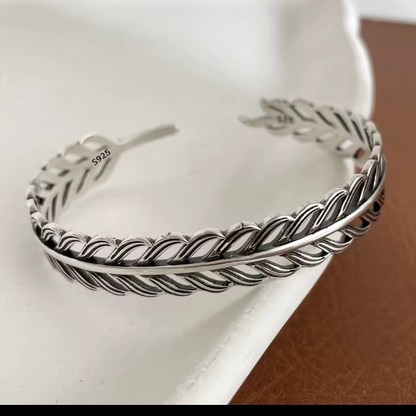 Sterling Silver Feather Cuff Bracelet