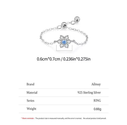 Blue Blossom Adjustable Silver Ring