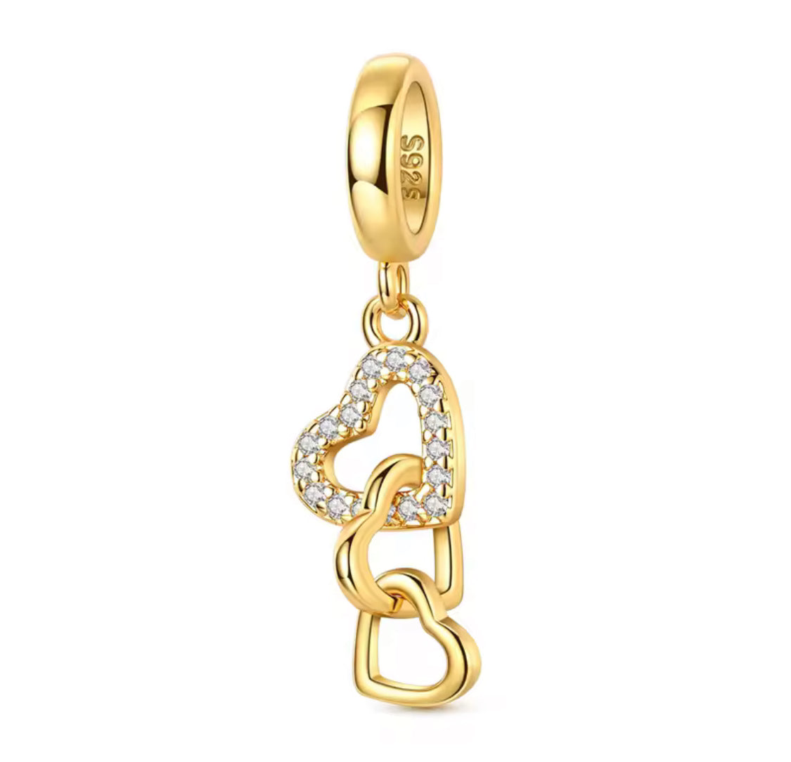Golden Triple Heart Dangle