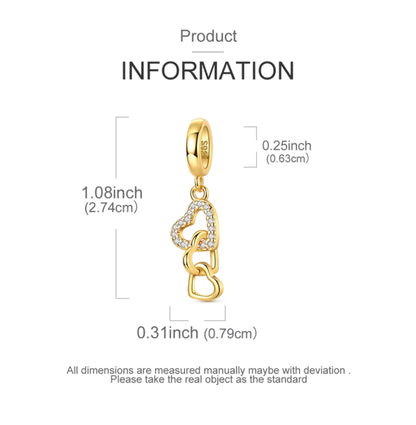 Golden Triple Heart Dangle