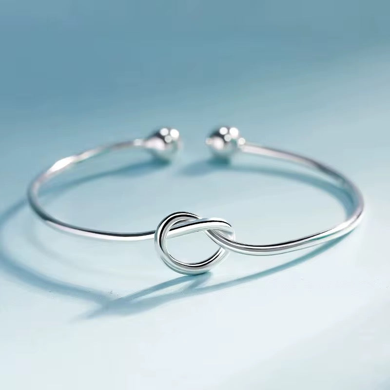 Silver Heart Bracelet with Ball Ends