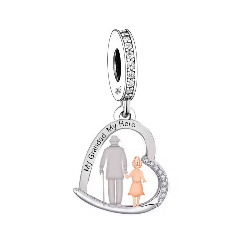 My Grandad My Hero Heart Charm