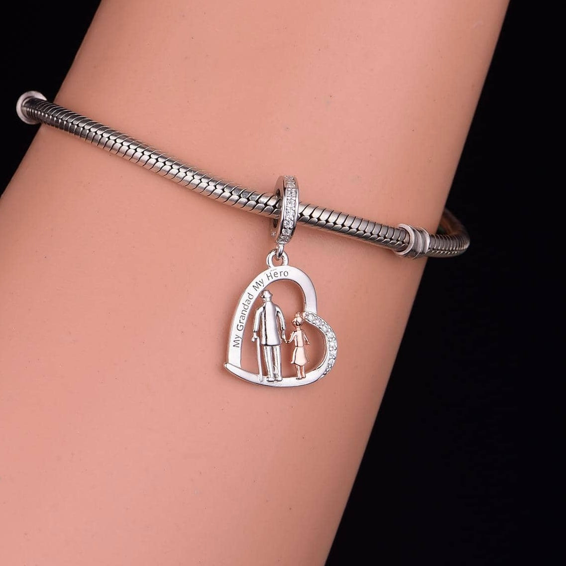 My Grandad My Hero Heart Charm
