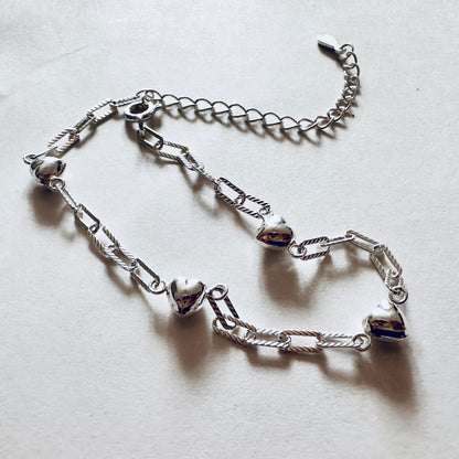 Heart Accent Silver Chain Bracelet