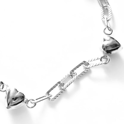 Heart Accent Silver Chain Bracelet