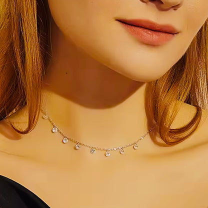 Dainty Crystal Teardrop Necklace for Women