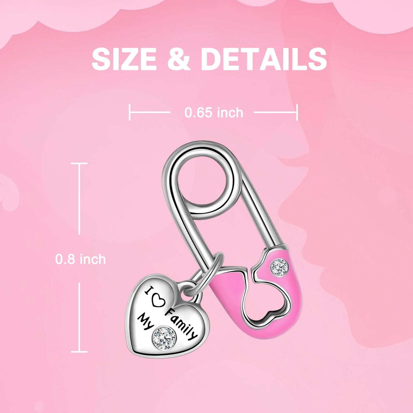 Pink Safety Pin-Clip Charm