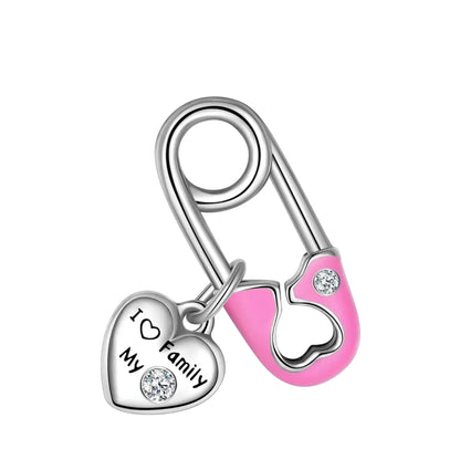 Pink Safety Pin-Clip Charm