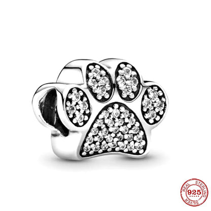 Sparkling Zircon Dog Cat Paw Print Charm