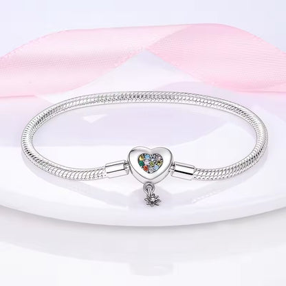Zirconia Heart and dangle flower