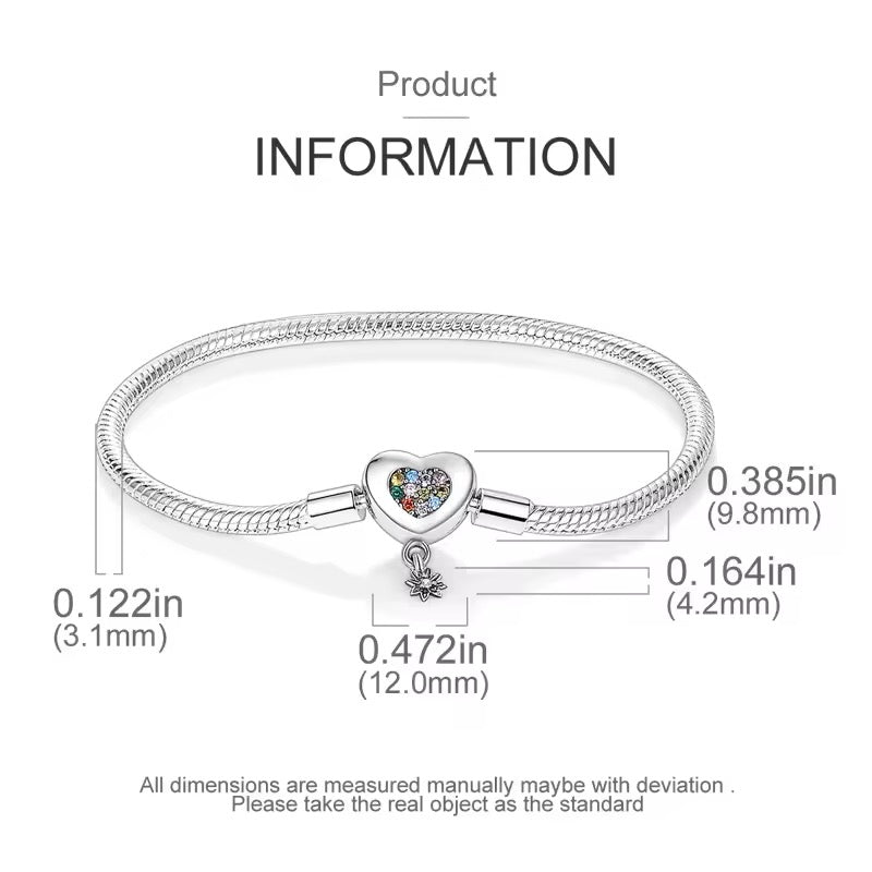 Zirconia Heart and dangle flower