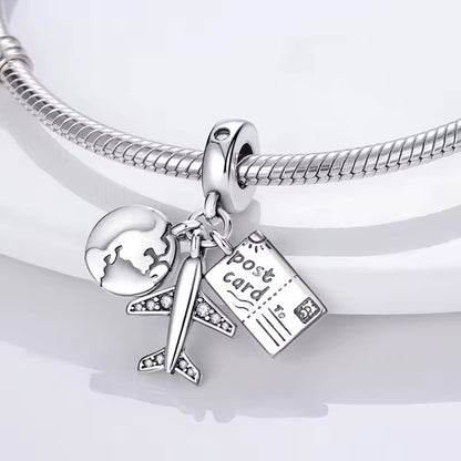 Globe & Plane Letter Dangle Charm