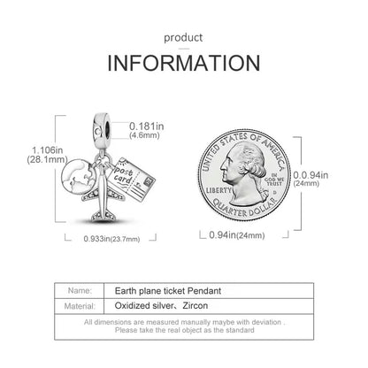Globe & Plane Letter Dangle Charm
