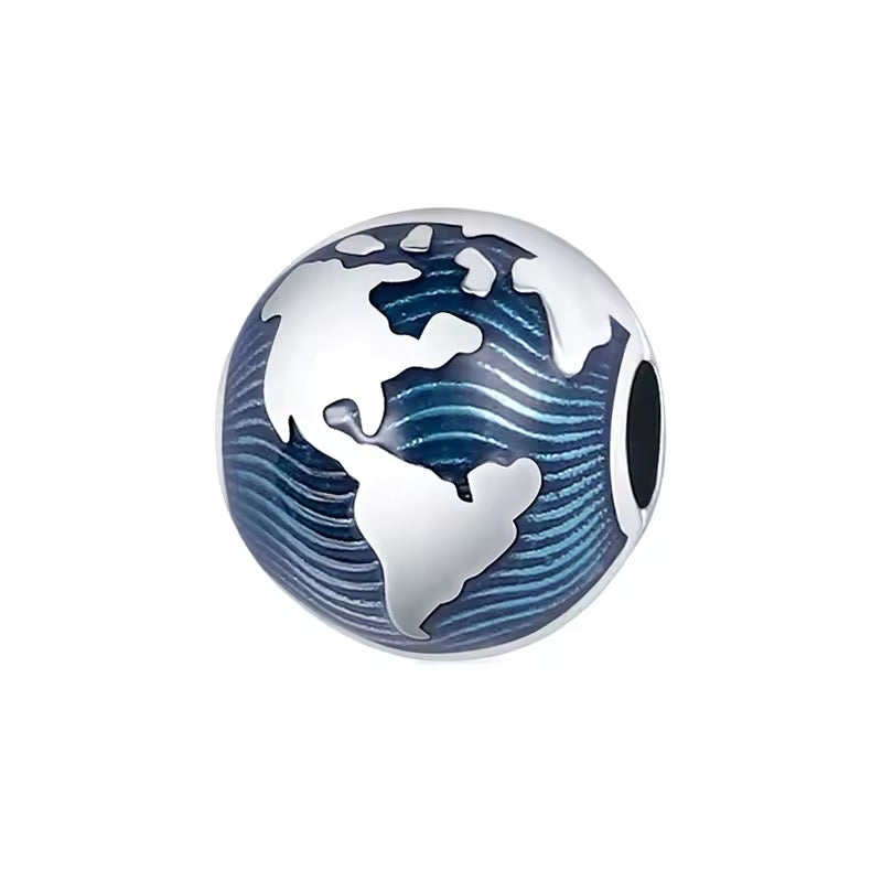 Blue Globe Earth Clip Charm