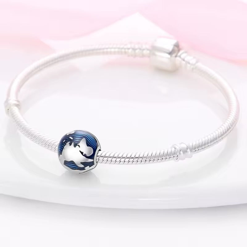 Blue Globe Earth Clip Charm