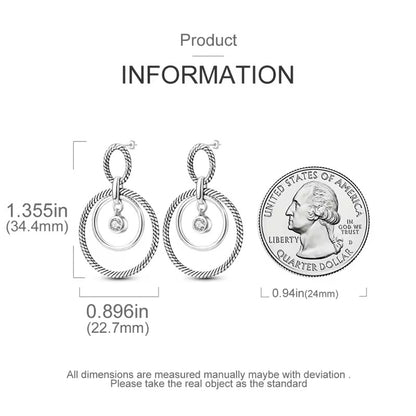 Sparkling Zircon in Double Circle Stud Earrings