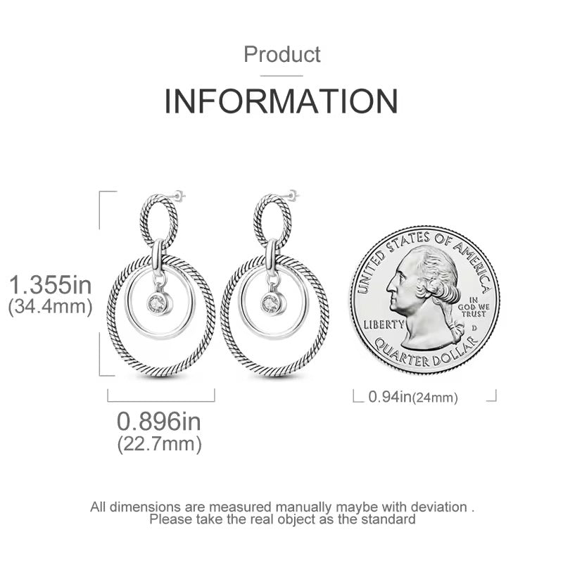 Sparkling Zircon in Double Circle Stud Earrings