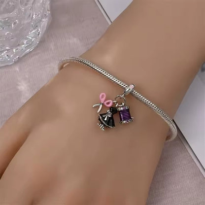 Dress & Scissors Sewing Thread Dangle Charm