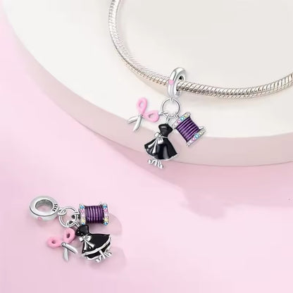 Dress & Scissors Sewing Thread Dangle Charm