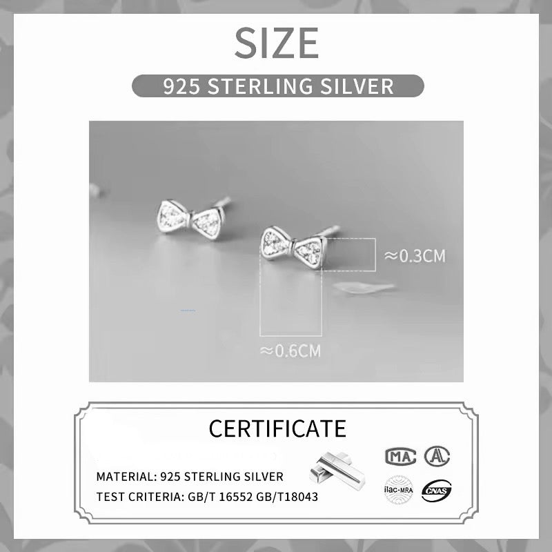 Sparkling Zirconia Bow Stud Earrings