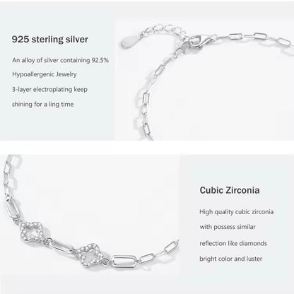 Sterling Silver Zirconia Flower Bracelet