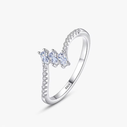 Trapezoidal Clear Cubic Zircon Rings