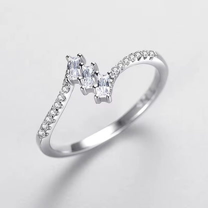 Trapezoidal Clear Cubic Zircon Rings