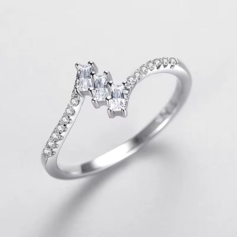 Trapezoidal Clear Cubic Zircon Rings