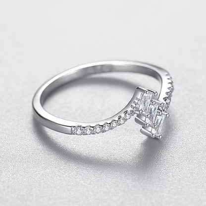 Trapezoidal Clear Cubic Zircon Rings